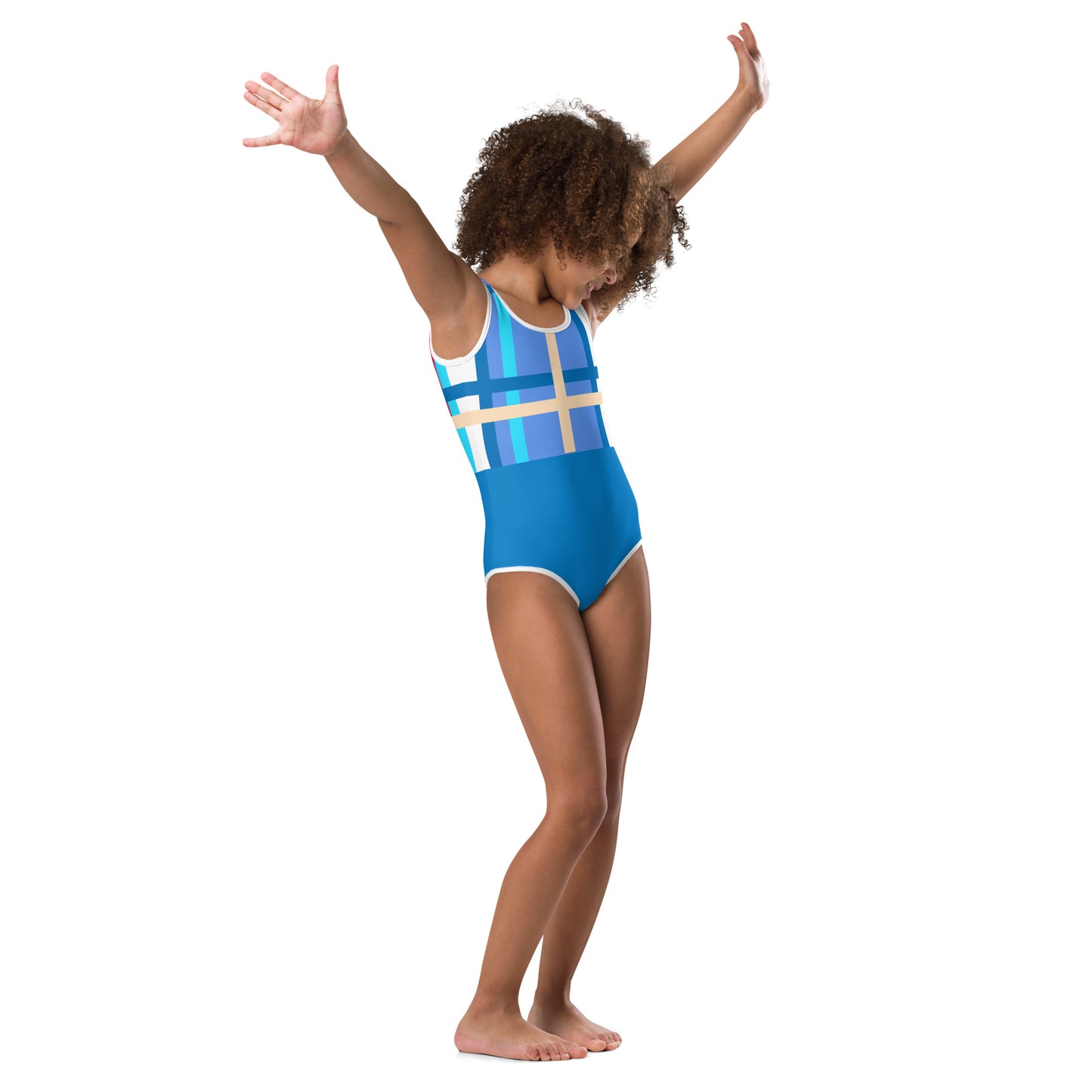 Modern Tartan Kids Swimsuit
