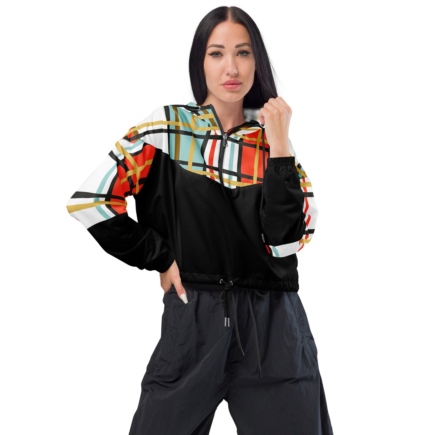 Women’s Cropped Tartan Windbreaker Jacket