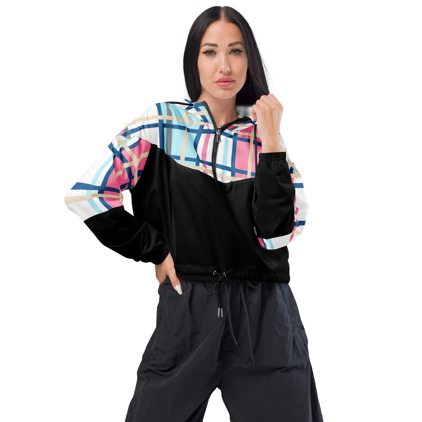 Women’s Cropped Tartan Windbreaker Jacket