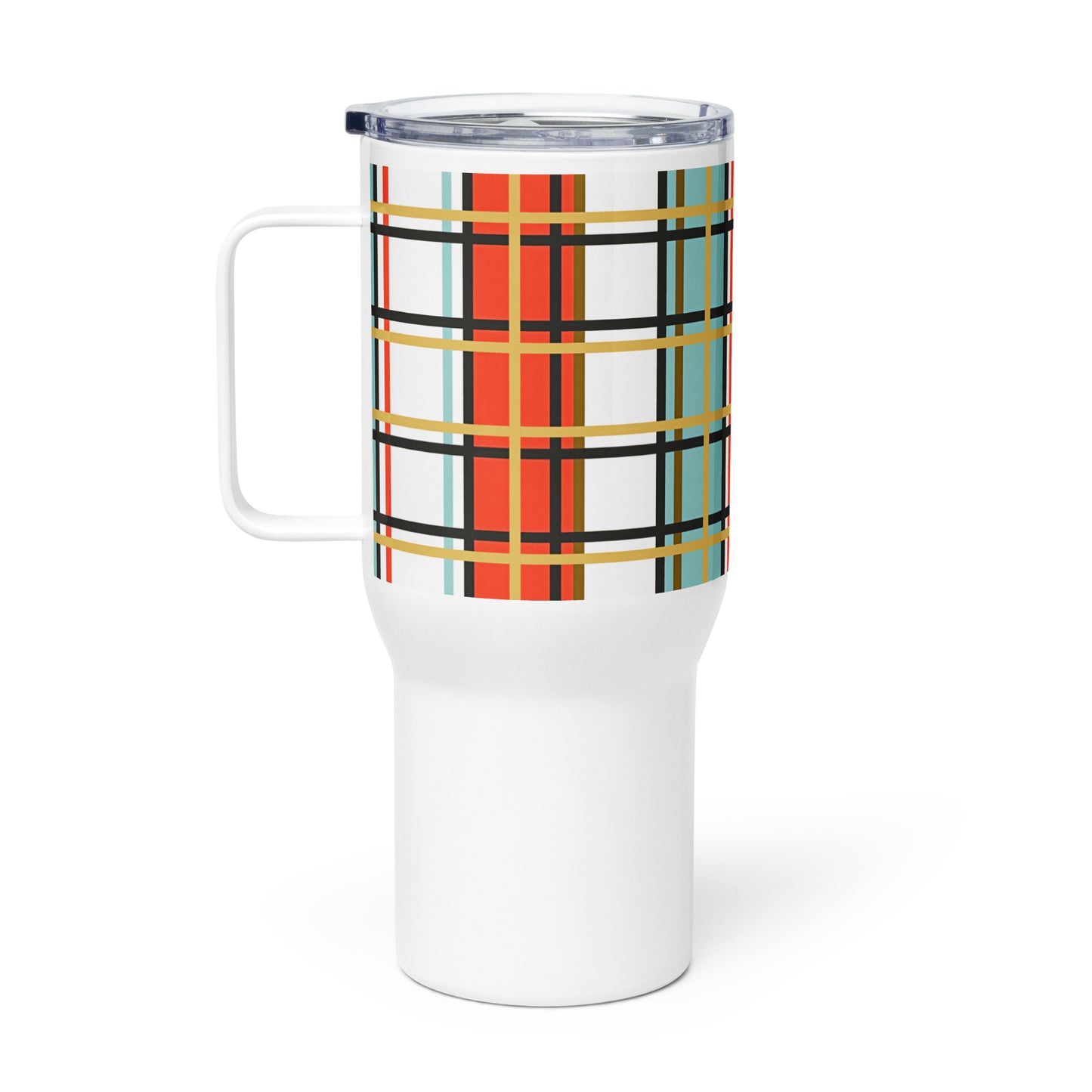 Modern Tartan Travel mug with a handle