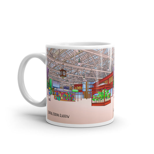 Central Station Glasgow White glossy mug