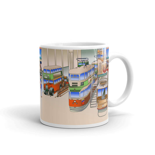 Glasgow Transport Museum White glossy mug