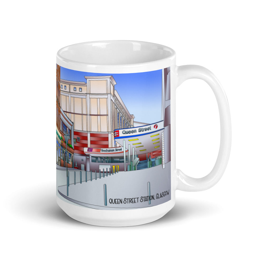 Queen Street Station Glasgow White glossy mug